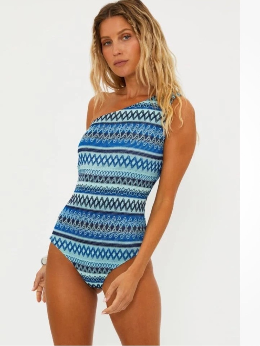 NWT BEACH RIOT ALBA 1 PC DAYDREAM CHEVRON SZ: L